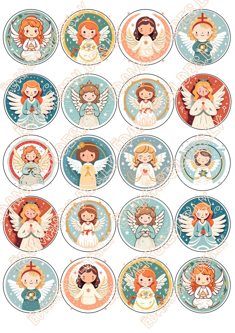 Chocolate Transfer Sheets "Ziemassvētku eņģelis", 5 cm